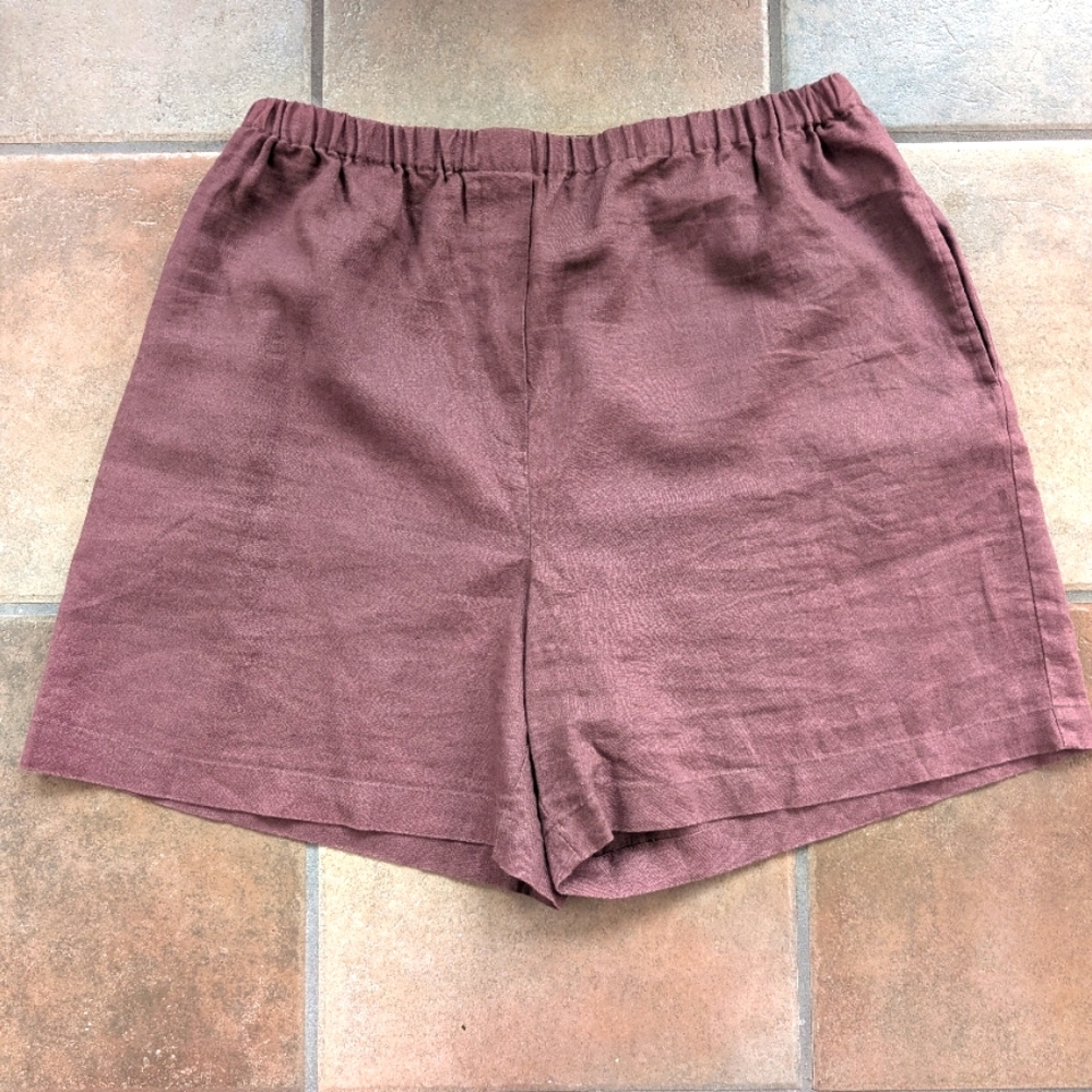 J. Jill Women's High Waist Linen Shorts in Dusty Mauve
